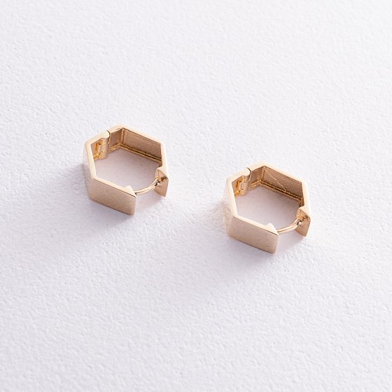 Сережки "Шестикутники" у жовтому золоті с08393 №3