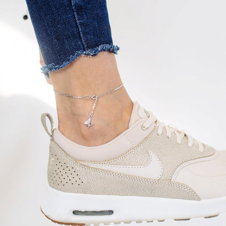 Золотий браслет на ногу "Метелик" (фіаніт) б03702 від ювелірного магазину Онікс - 3