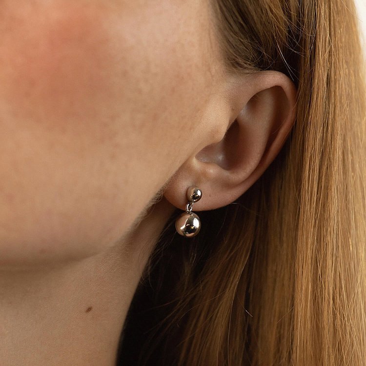 Серьги - пусеты "Margo" с шариками (белое золото) с08743 от ювелирного магазина Оникс - 5