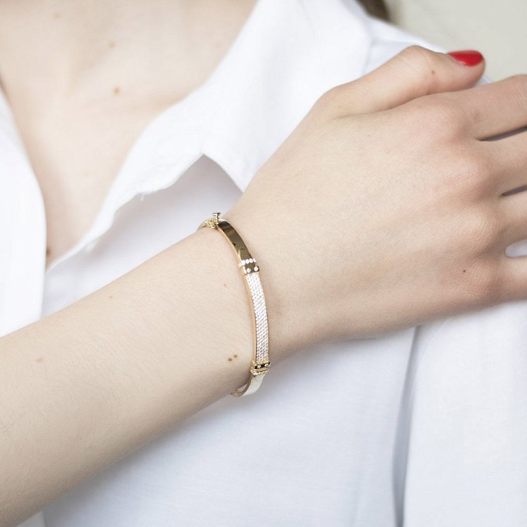 Золотой браслет с фианитами б04088 от ювелирного магазина Оникс - 4