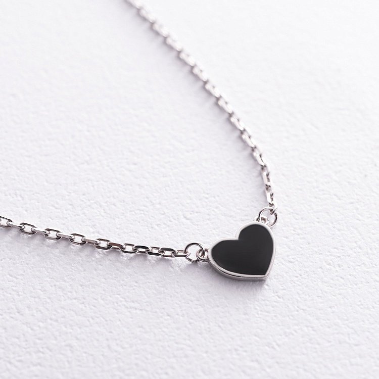 Серебряное колье "Сердечко" (эмаль) OR132040 от ювелирного магазина Оникс - 2