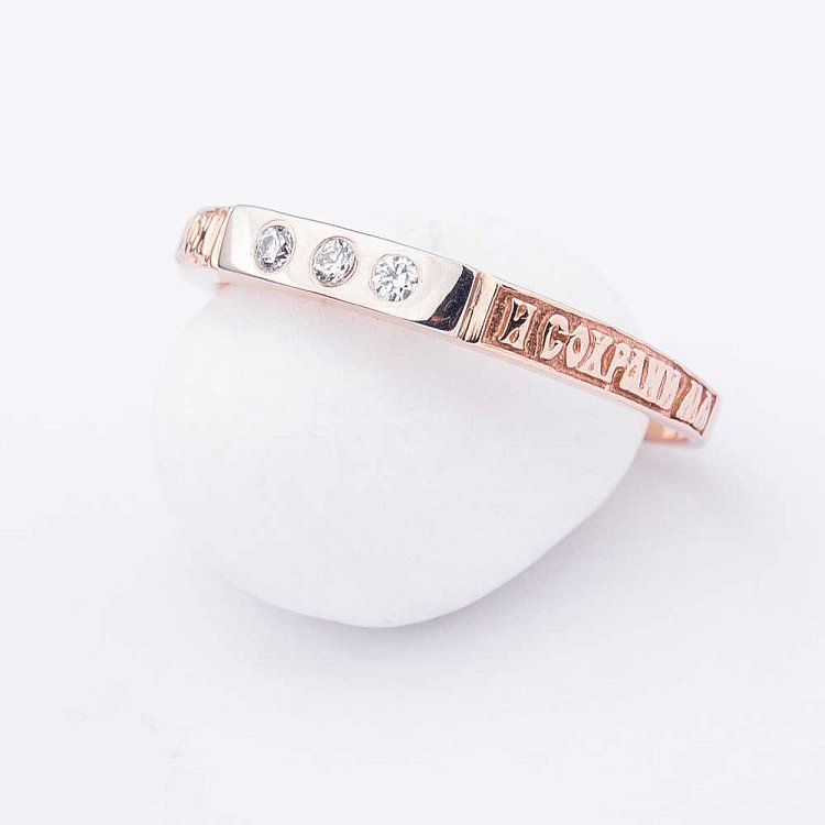 Кольцо "Спаси и сохрани" с фианитами к02362 от ювелирного магазина Оникс