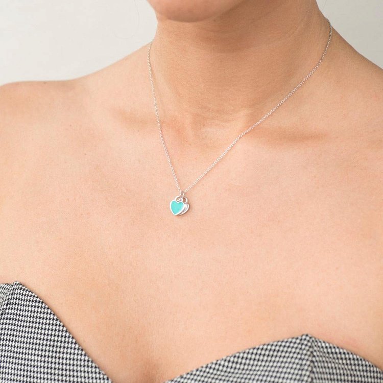 Срібне кольє "Сердечка з емаллю" 18643 від ювелірного магазину Онікс - 6