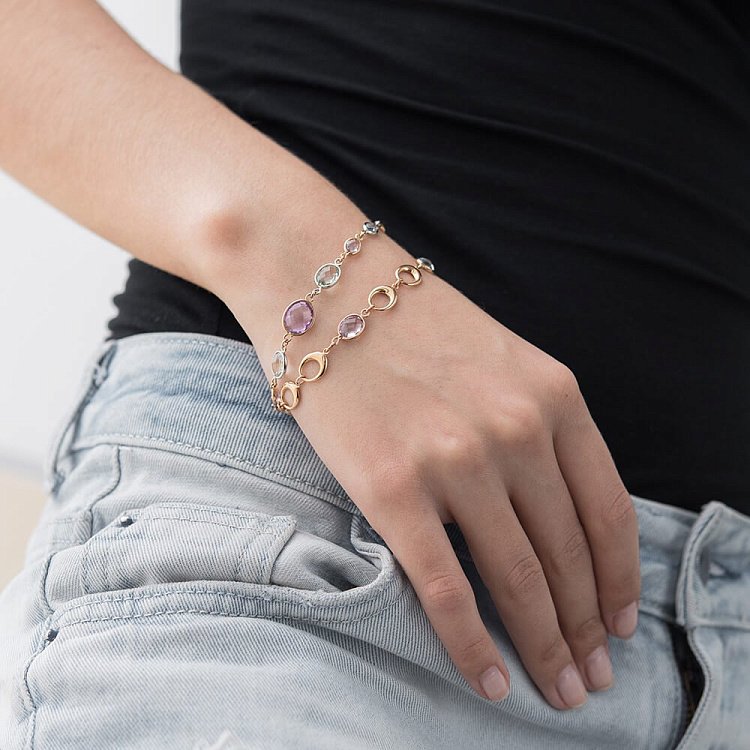 Золотой браслет с натуральными камнями б01710 от ювелирного магазина Оникс - 6