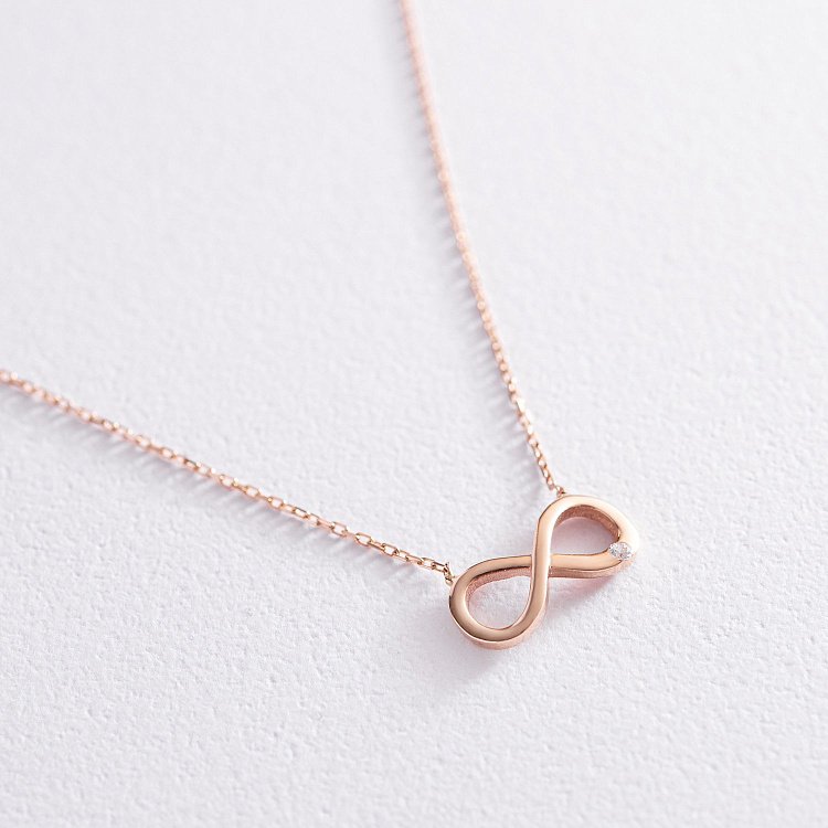 Золотое колье "Бесконечность" с фианитом кол01997 от ювелирного магазина Оникс - 2