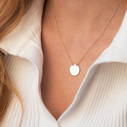 Кольє "Монетка" у жовтому золоті (можливе гравіювання) кол02458 №4