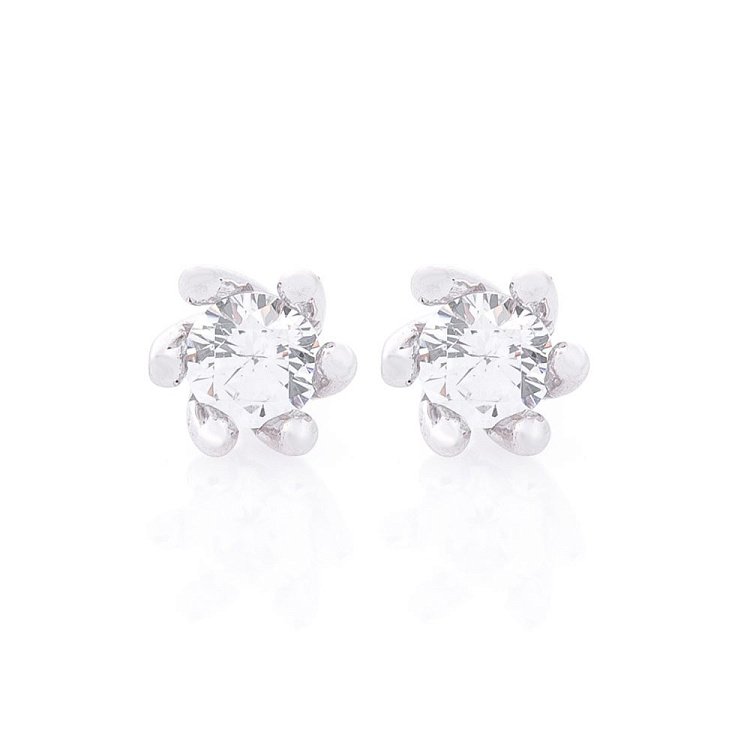 Золотые серьги-пусеты с фианитами с05852 от ювелирного магазина Оникс - 1