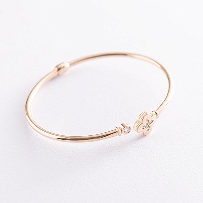 Золотий браслет "Конюшина" (фіаніт) б04493