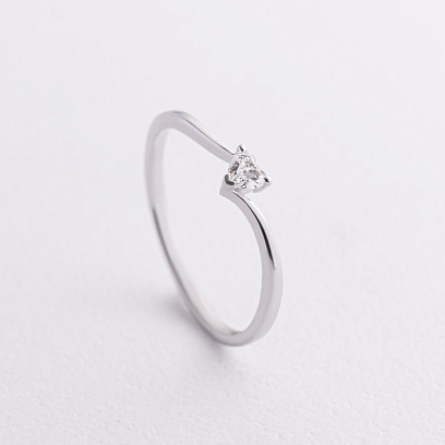 Заручальна золота каблучка "Сердечко" з діамантом кб0635ca