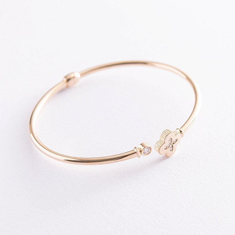 Золотий браслет "Конюшина" (фіаніт) б04493 від ювелірного магазину Онікс