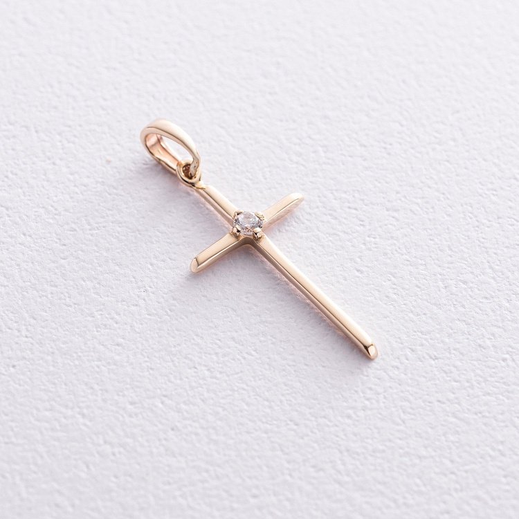 Золотий хрестки з фіанітом п03798 від ювелірного магазину Онікс