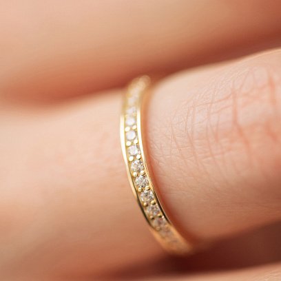 Кольцо с дорожкой фианитов (желтое золото) к08013 №4