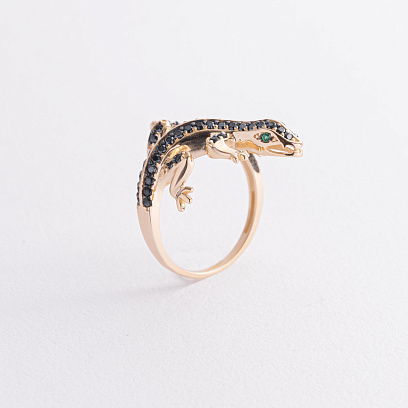 Кольцо "Ящерица" в желтом золоте (фианиты) к08309 №3