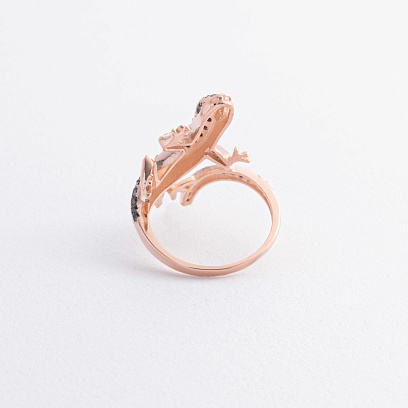 Кольцо "Ящерица" в красном золоте (фианиты) к04927 №5