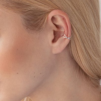 Серебряная серьга - каффа 123203 №3