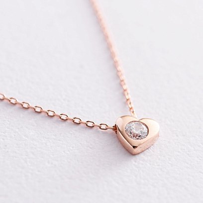 Золоте кольє "Серце" з одним фіанітом кол01966 №4