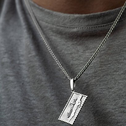 Срібний кулон "Герой на тракторі. Слава Україні" 1005 №2