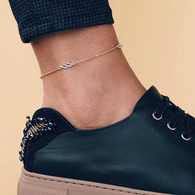 Золотий браслет на ногу "Нескінченність" б02142 від ювелірного магазину Онікс - 3