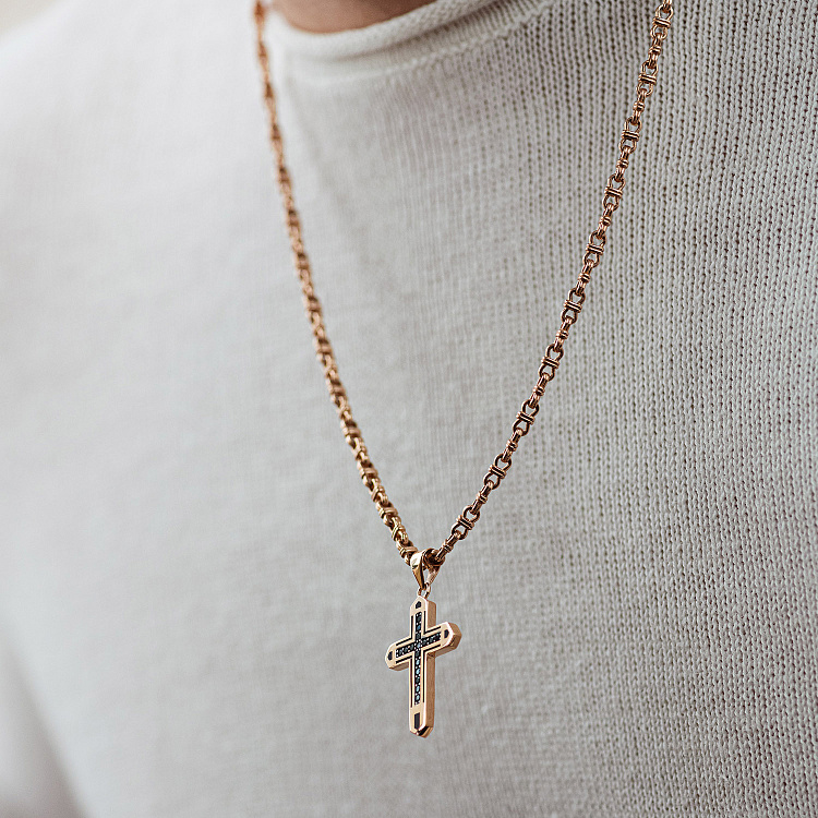 Хрест в червоному золоті (фіаніти, емаль) п03496 від ювелірного магазину Онікс - 3