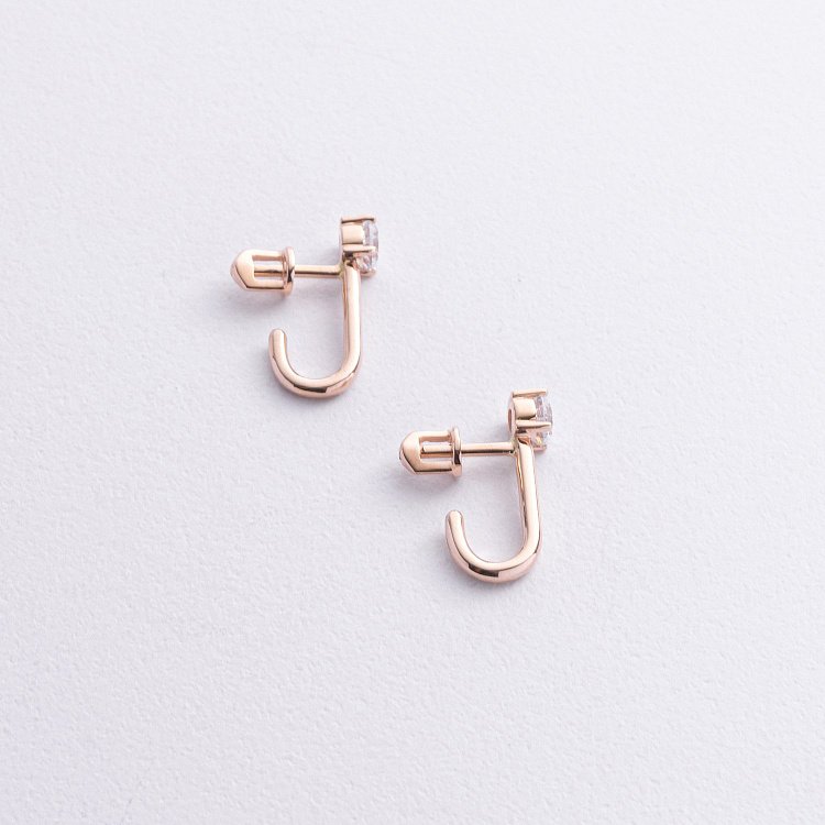 Сережки - пусети "Rita" з фіанітами (червоне золото) с09060 від ювелірного магазину Онікс - 2