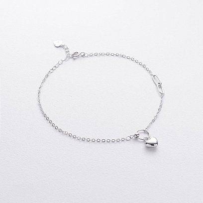 Срібний браслет "Сердечко" на ногу 141788