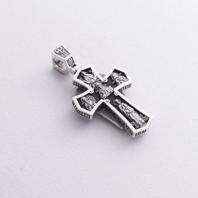 Мужской православный крест "Архангел Михаил" из эбенового дерева и серебра 1445 №7