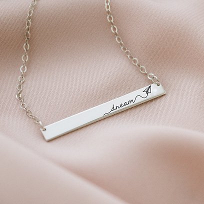 Серебряное колье с гравировкой "Координаты" 18978к №10