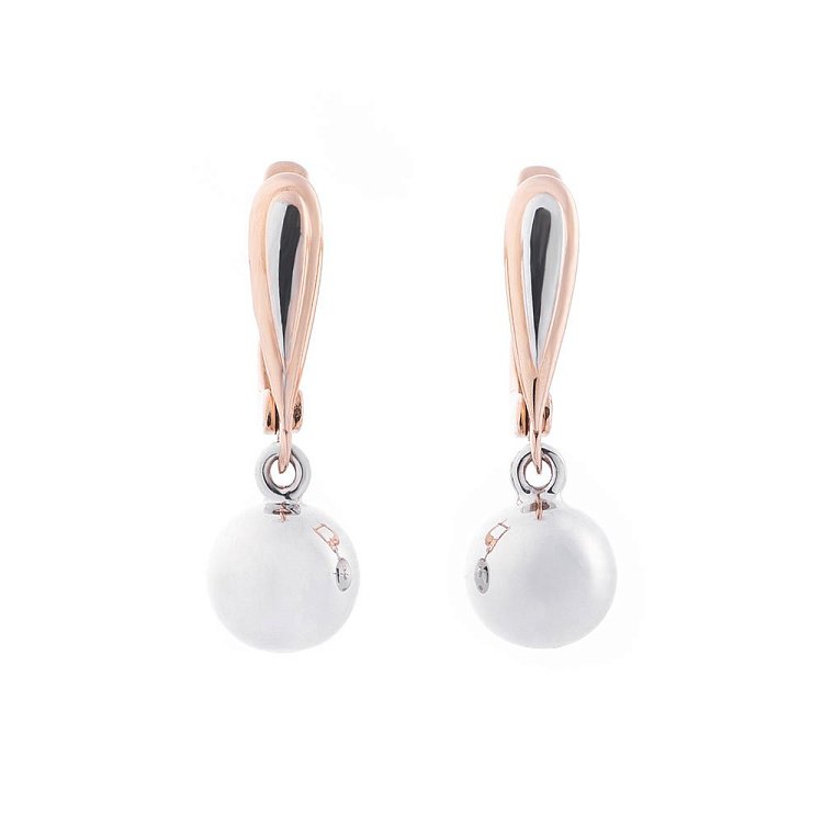 Золотые серьги "Шарик" на английской застежке с04746 от ювелирного магазина Оникс - 1