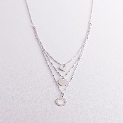 Колье "Сердце и круги" в белом золоте кол01584 №5