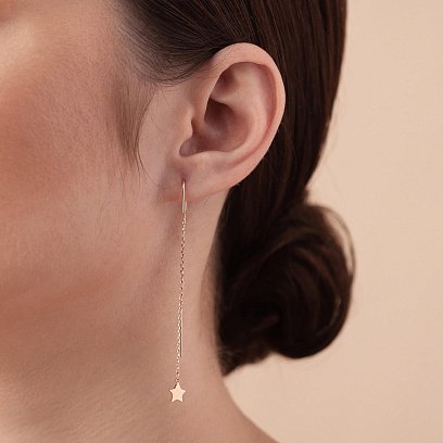 Золоті сережки - протяжки "Зірочки" с05282 №3