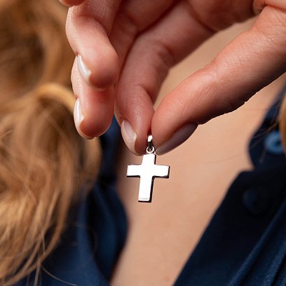 Крестик в белом золоте п03753 №4