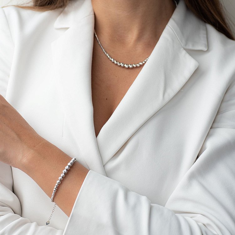 Срібний браслет "Кульки" 141501 від ювелірного магазину Онікс - 1