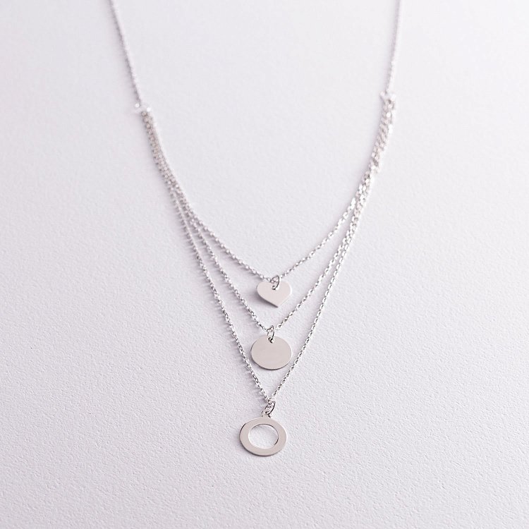 Колье "Сердце и круги" в белом золоте кол01584 от ювелирного магазина Оникс - 4