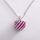 Золотий кулон "Серце" з діамантами та рубінами п315 от ювелирного магазина Оникс - 3