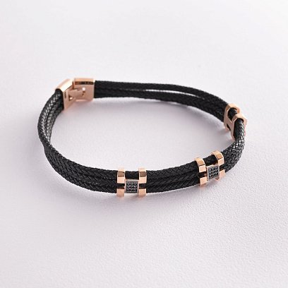 Каучуковий браслет з золотими вставками і фіанітами б02350