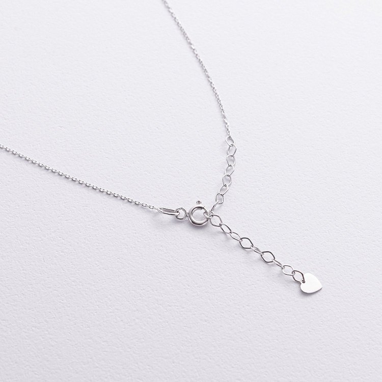 Колье "Сердце" с фианитом (белое золото) кол02567 от ювелирного магазина Оникс - 4