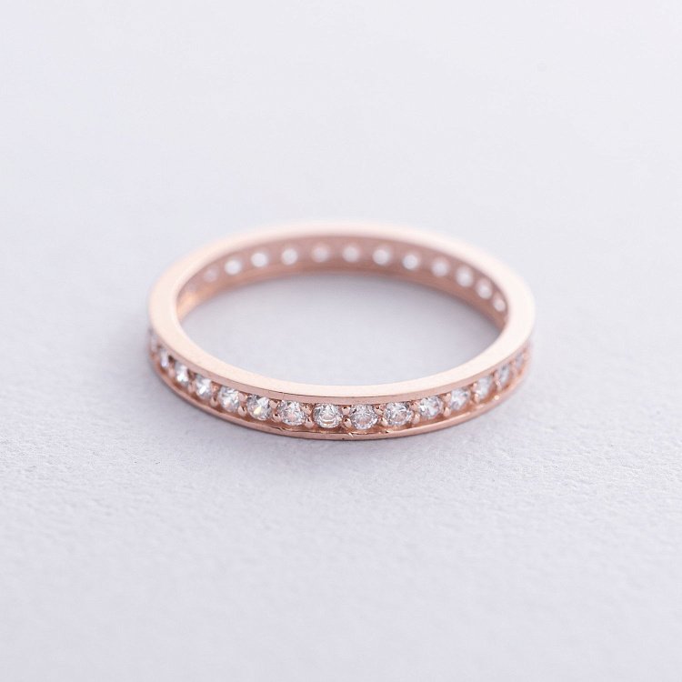 Кольцо с дорожкой фианитов (красное золото) к08014 от ювелирного магазина Оникс - 4