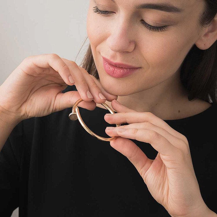 Золотий браслет "Цвях" з фіанітами б02241 від ювелірного магазину Онікс - 1