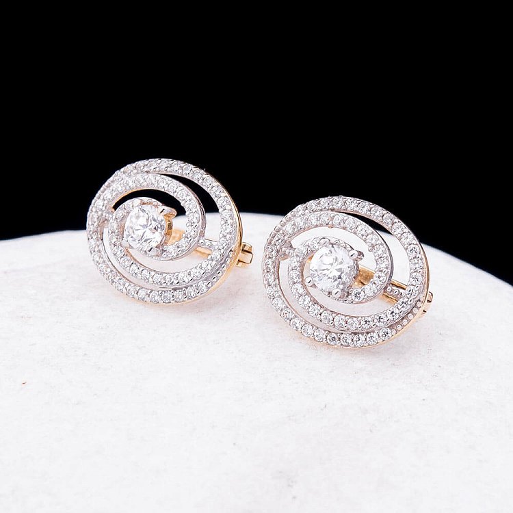 Золотые женские сережки с фианитами с02272 от ювелирного магазина Оникс - 2