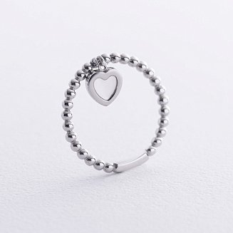 Шариковое золотое кольцо "Сердечко" с перламутром к07952 №3