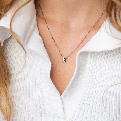Серебряное колье с буквой "Е" 1105 Е №4