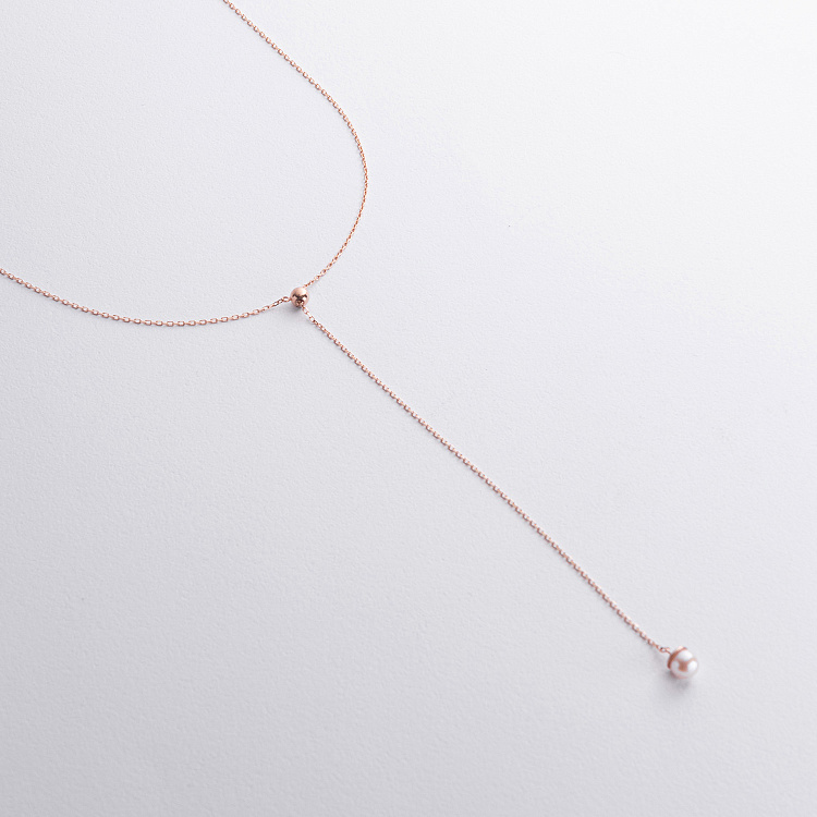 Колье - галстук "Жемчужина на цепочке" в красном золоте (регулируемая длина) кол02634 от ювелирного магазина Оникс - 2