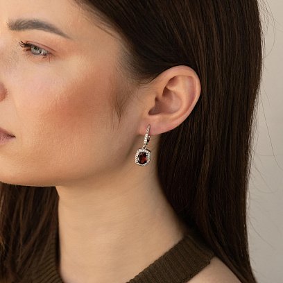 Серебряные серьги с пиропами и фианитами GS-02-060-4110 №2