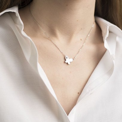 Срібне кольє з метеликом (фіаніт) 18778 №3