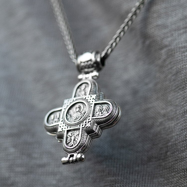 Мощевик зі срібла з чорнінням "Господь Вседержитель. Божа Матір" 131779 від ювелірного магазину Онікс - 3