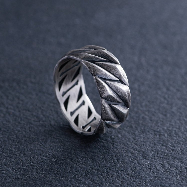 Серебряное кольцо "Кубинская цепочка" 112685 от ювелирного магазина Оникс - 4