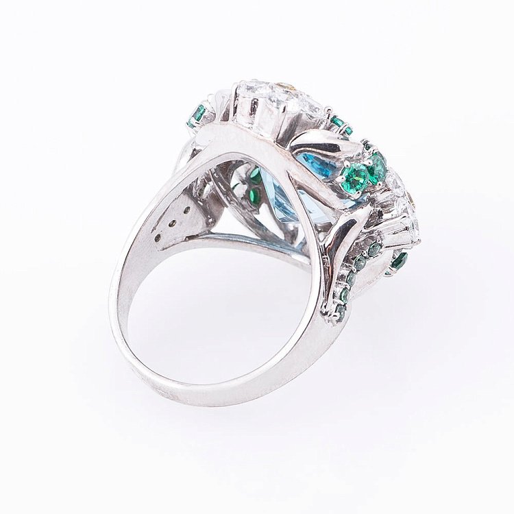 Золотое кольцо с топазом и цветными фианитами 14032088т от ювелирного магазина Оникс - 2