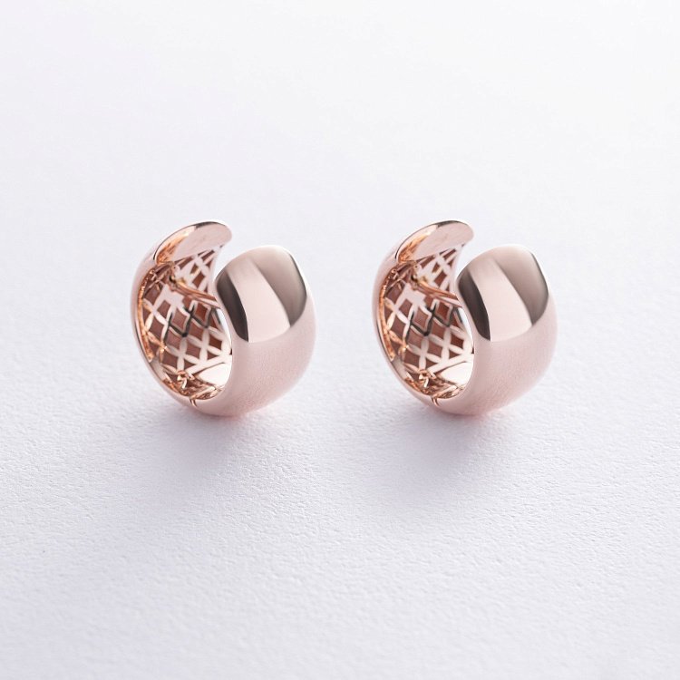 Серьги - кольца в красном золоте с07886 от ювелирного магазина Оникс - 2