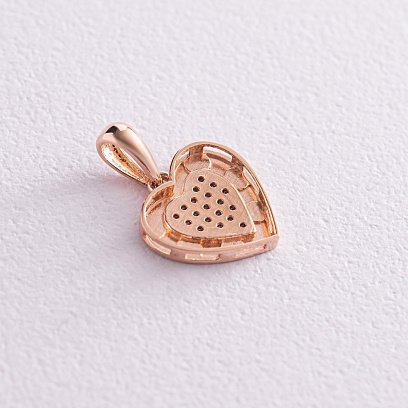 Золотой кулон "Сердечко" с фианитами п03704 №3