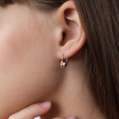 Детские золотые серьги "Цветочки" с06085 №5